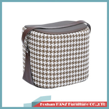 Hotel Living Room Houndstooth Fabric Leather Leisure Sofa Stool Chair with Carry Belt